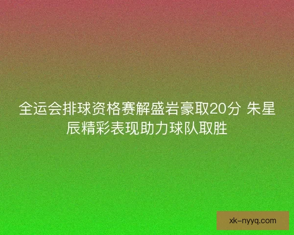全运会排球资格赛解盛岩豪取20分 朱星辰精彩表现助力球队取胜